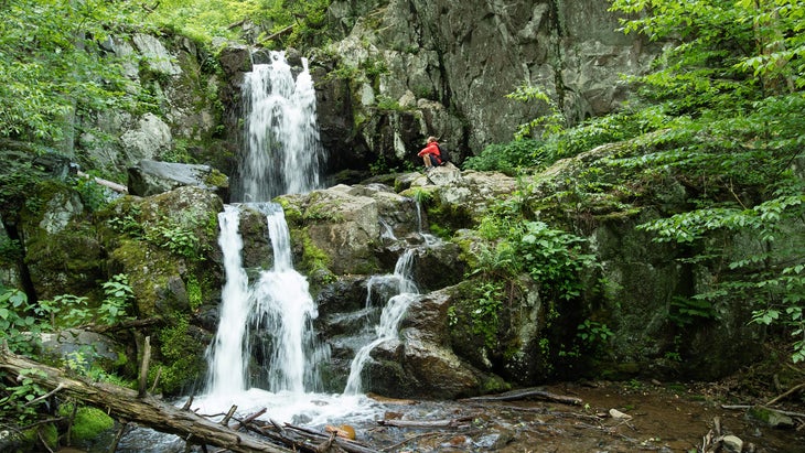 hiker waterfall