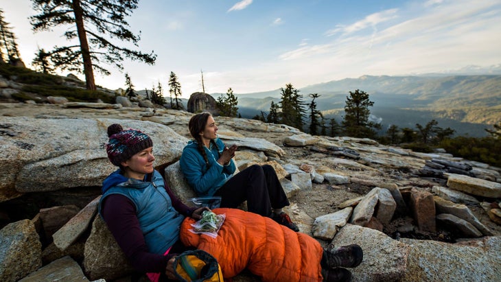 women camping