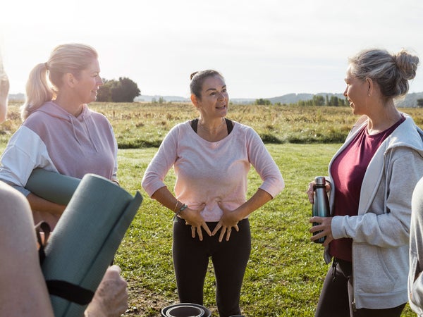 Women take part in a yoga class for pelvic floor dyfunction