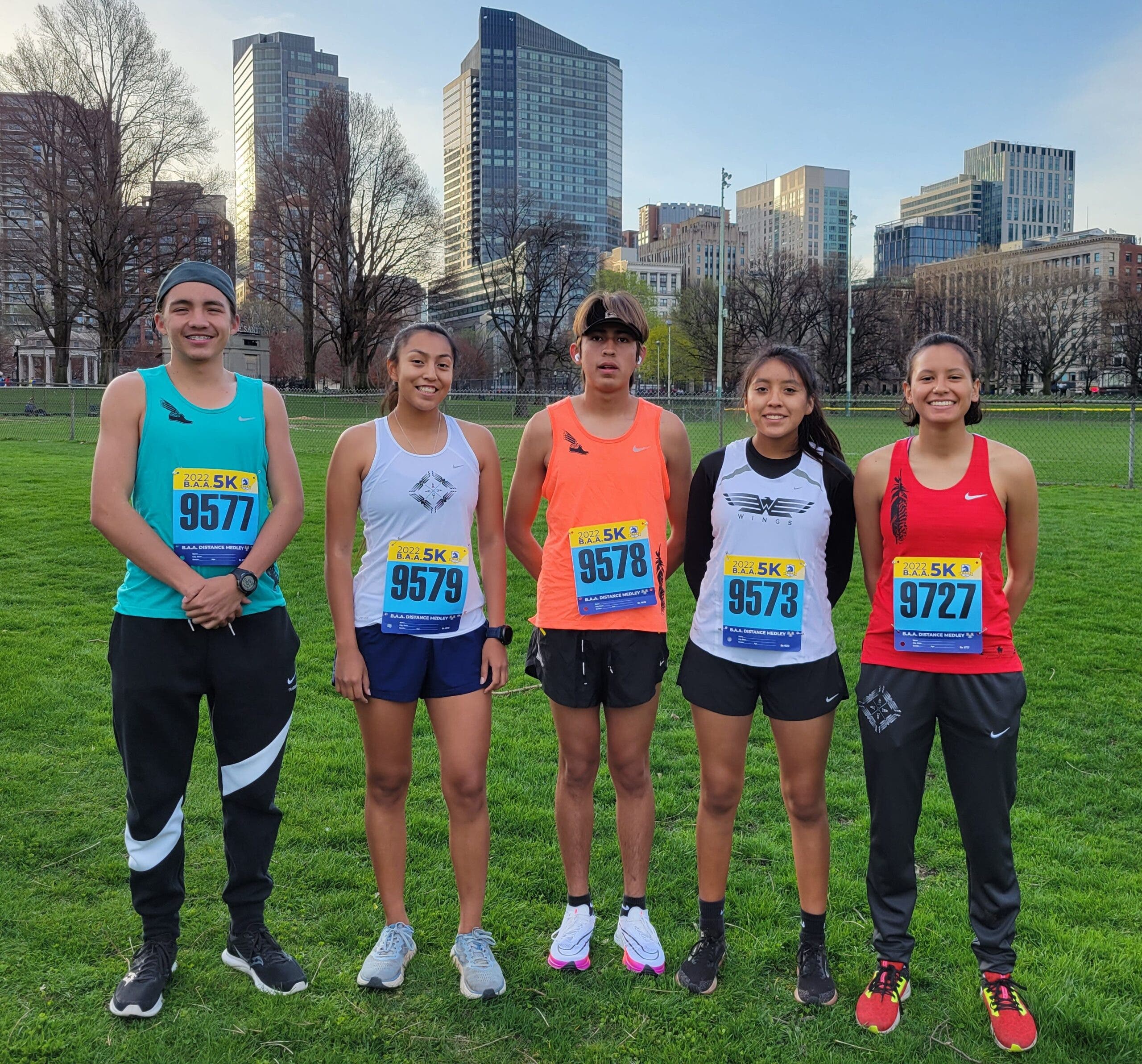 Native high school runners before B.A.A. 5K