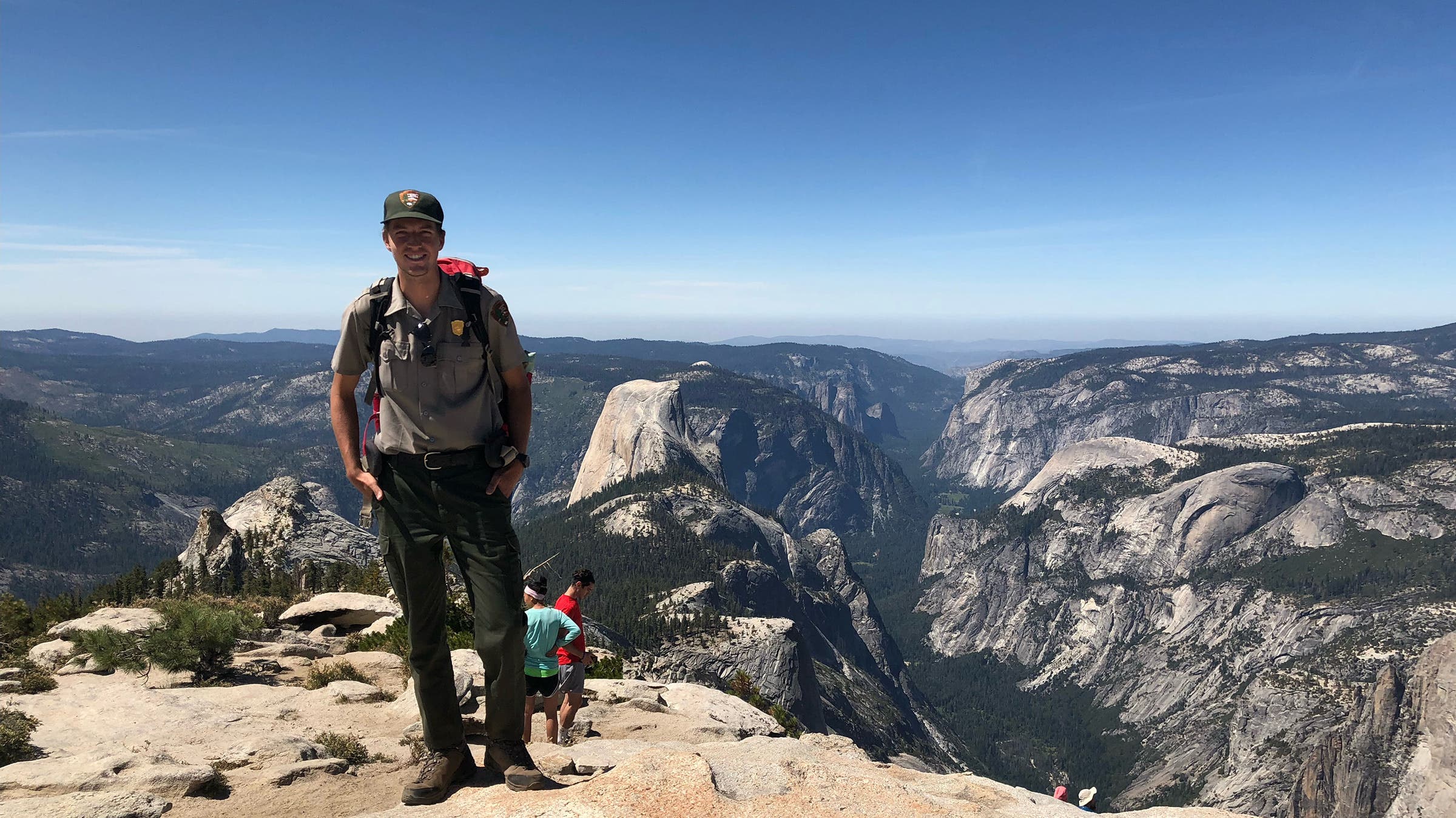 man on trail in yosemite