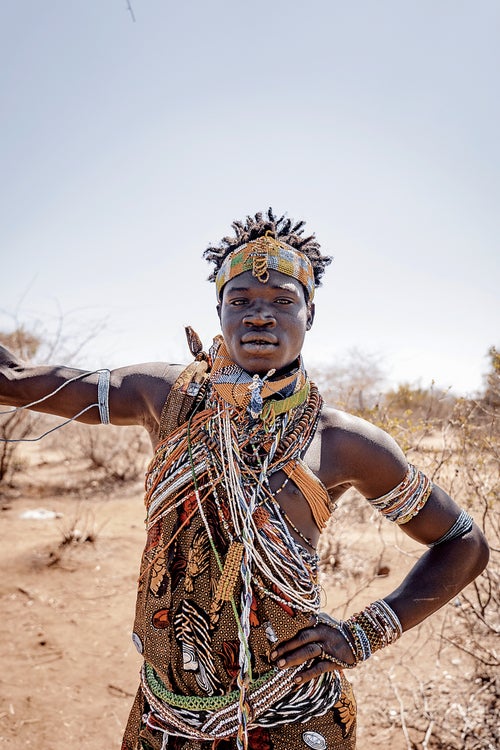 A Hadza member recently celebrated in a manhood ceremony