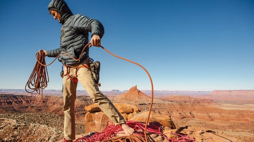 Earle on top of South Six Shooter, in Indian Creek, Utah, in 2016