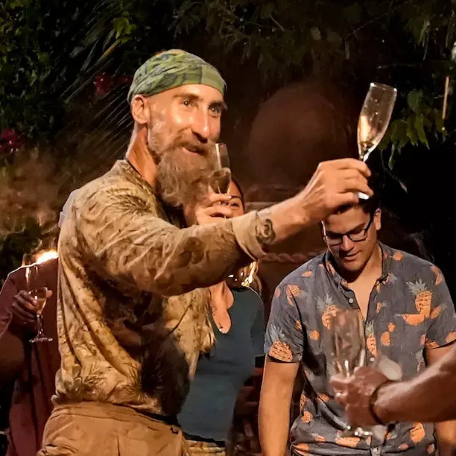 Mike Gabler celebrates his Survivor win with Jeff Probst