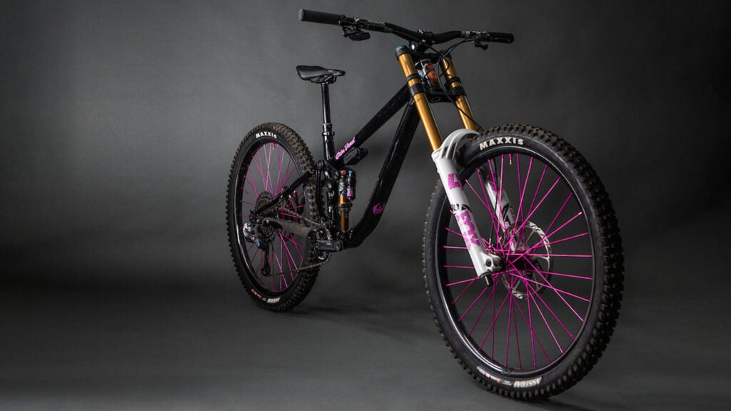 Black and cheap purple mountain bike