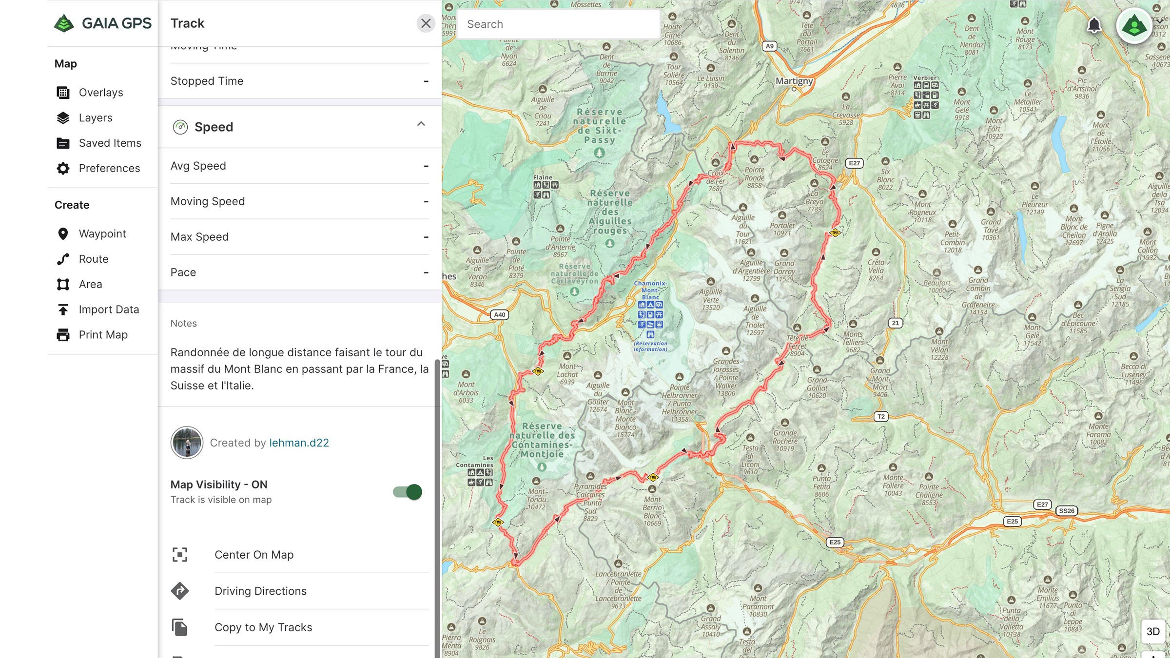 map of tour du mont blanc