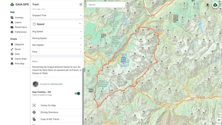 map of tour du mont blanc