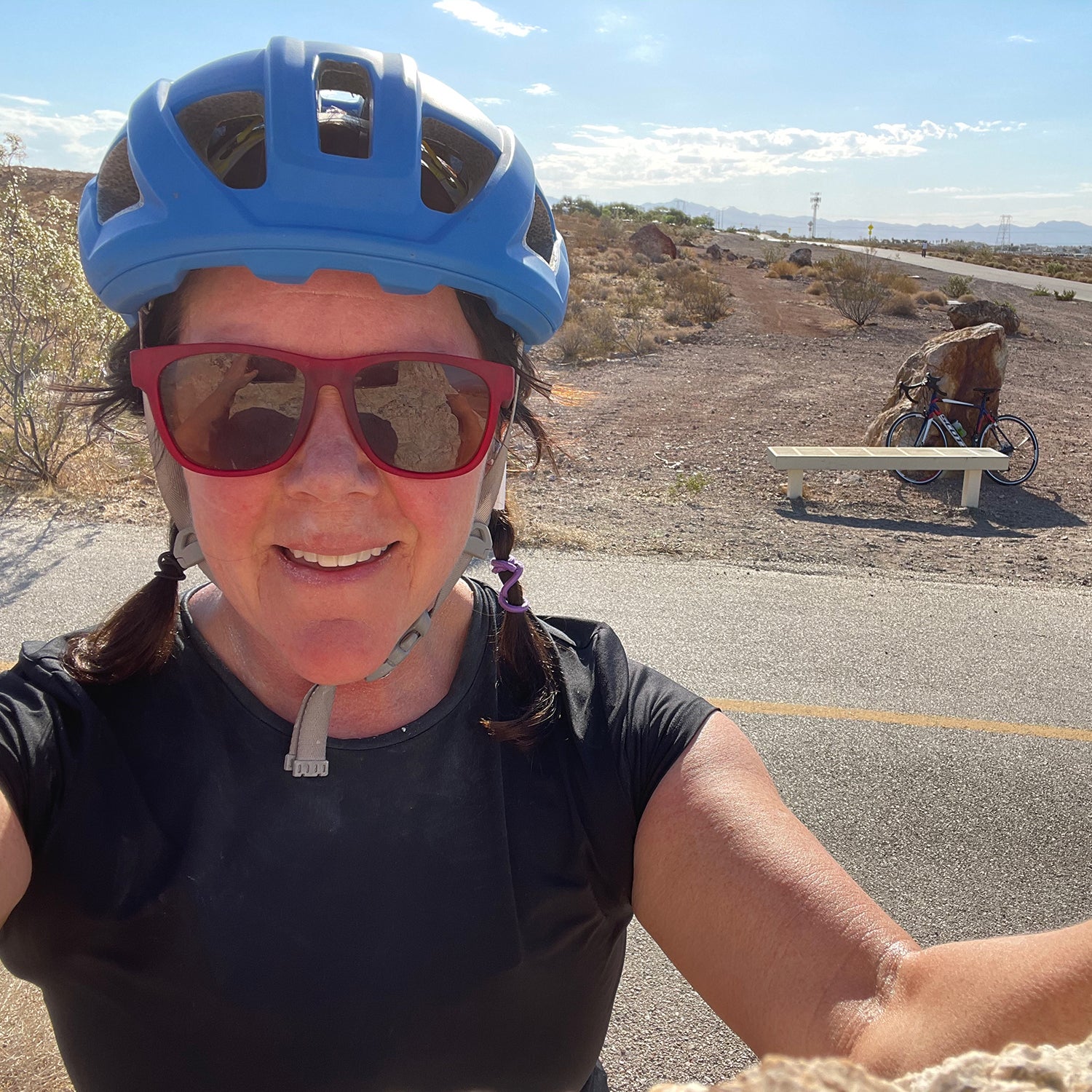 Tracy Ross selfie on a bike ride