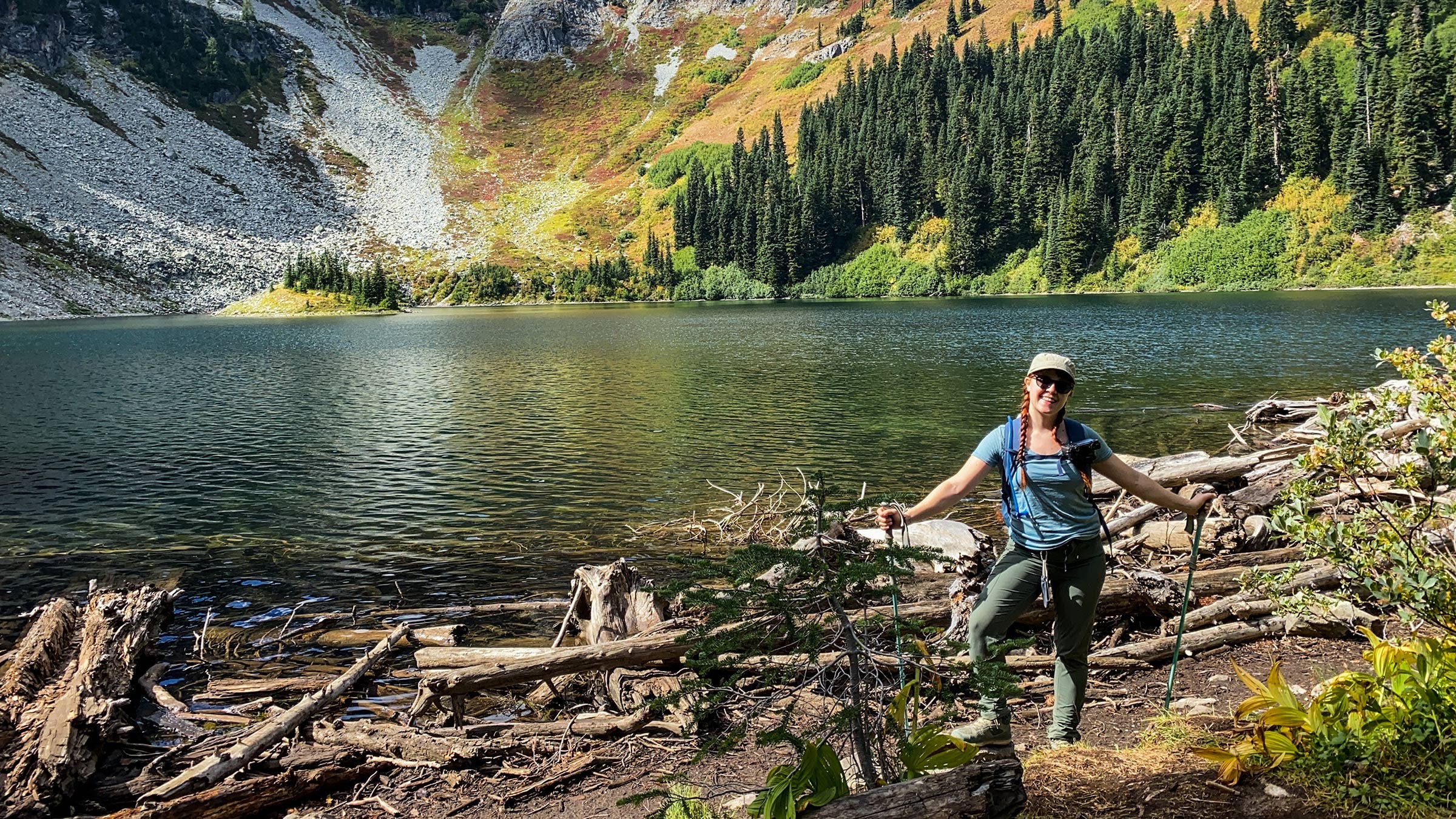 Emily Pennington at Lake Ann, North Cascades