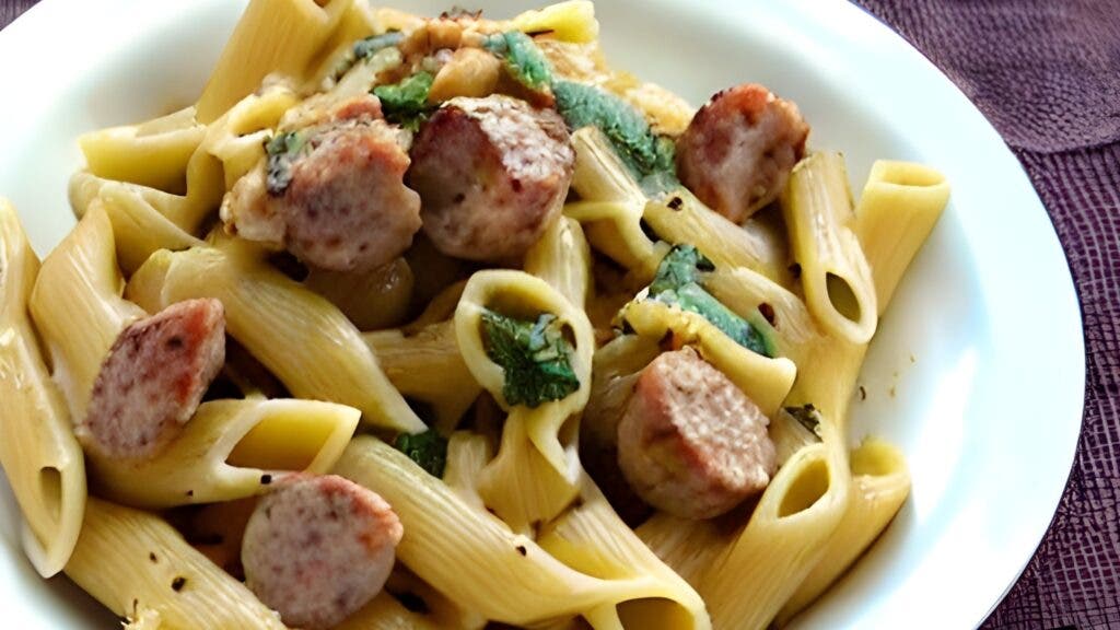 Peanut Butter and Artichoke Pasta with Sausage