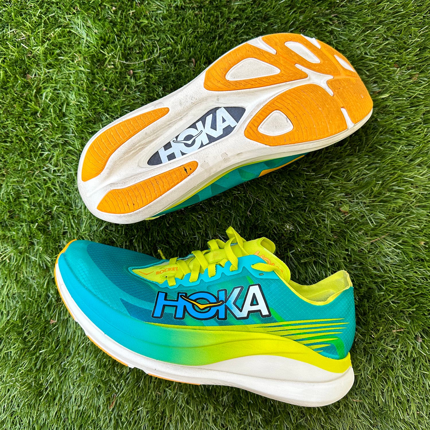 HOKA Rocket X2 side and bottom
