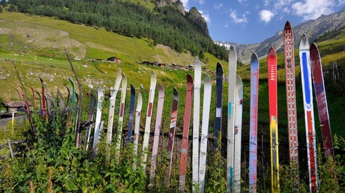 Old skis used to build fence