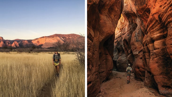 Zion’s Hop Valley; Buckskin Gulch slot canyon, Hayduke Trail