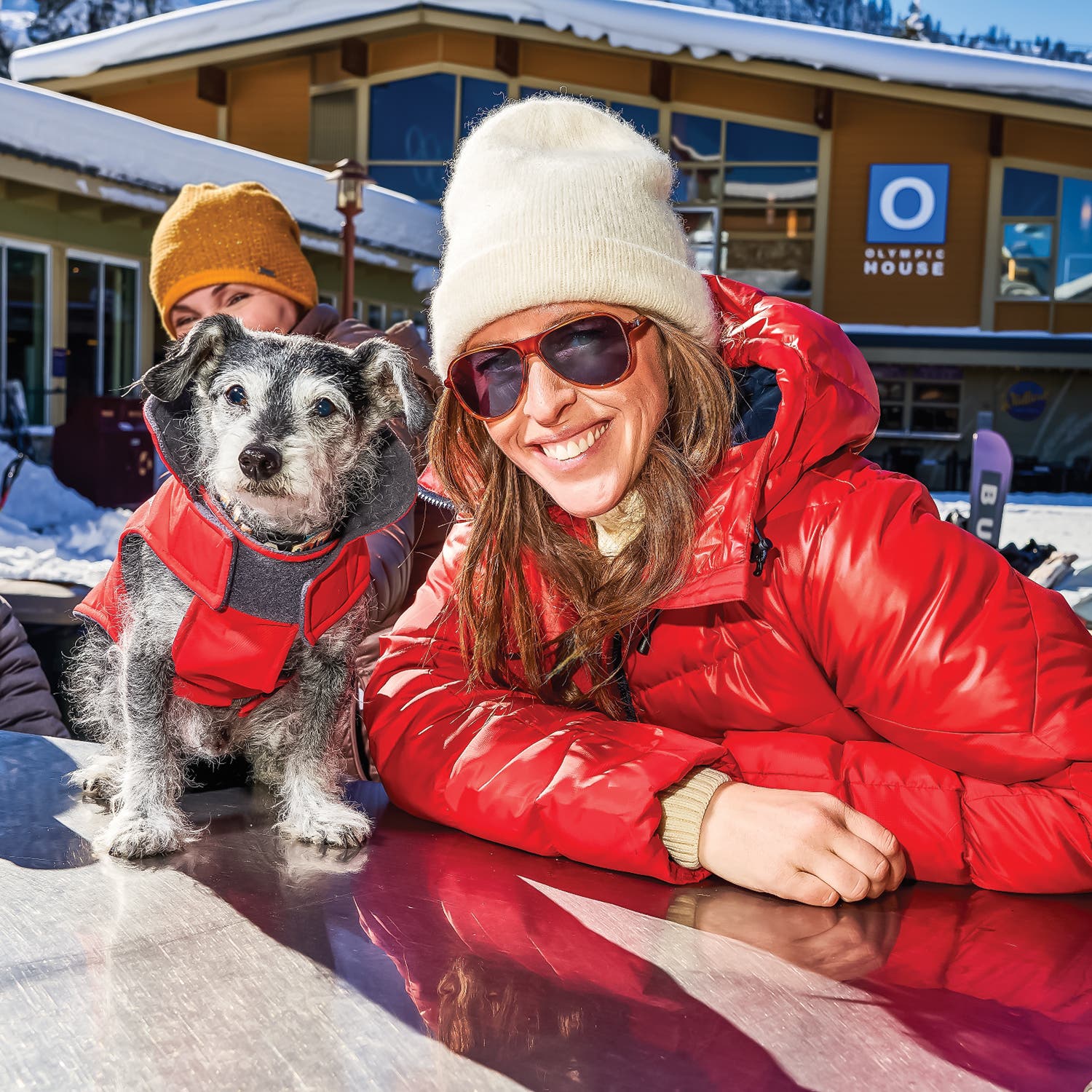 Catching rays with a ski-town canine—who looks like a fan