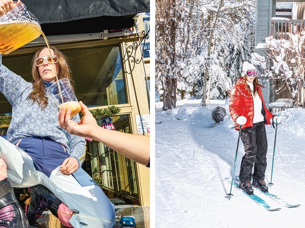 Burrell letting it pour atop the bar at Le Chamois, in Olympic Valley, California;