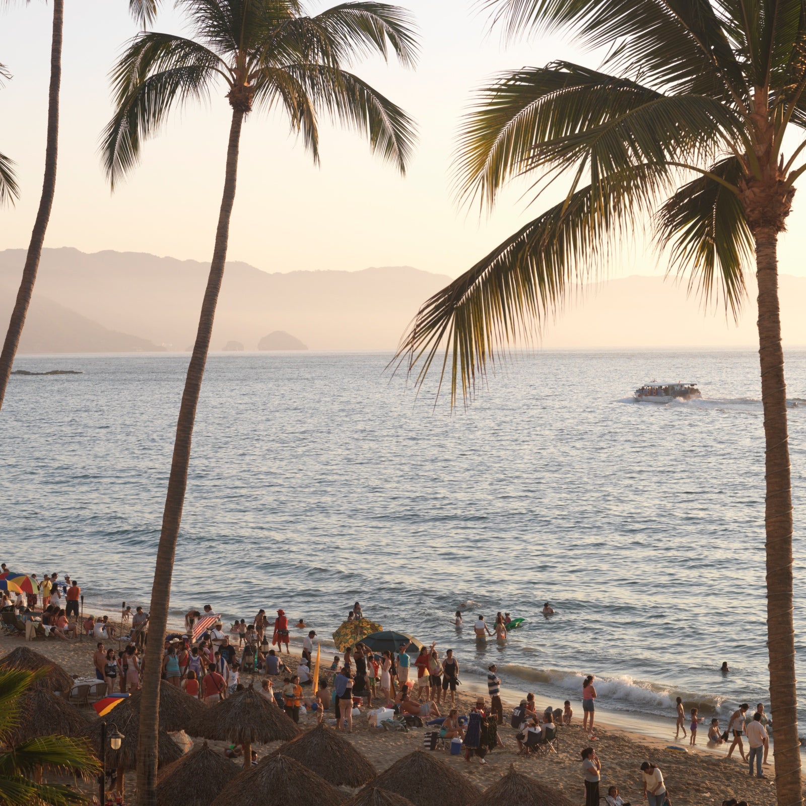 Crowds at Playa Los Muertos in Puerto Vallarta, Mexico