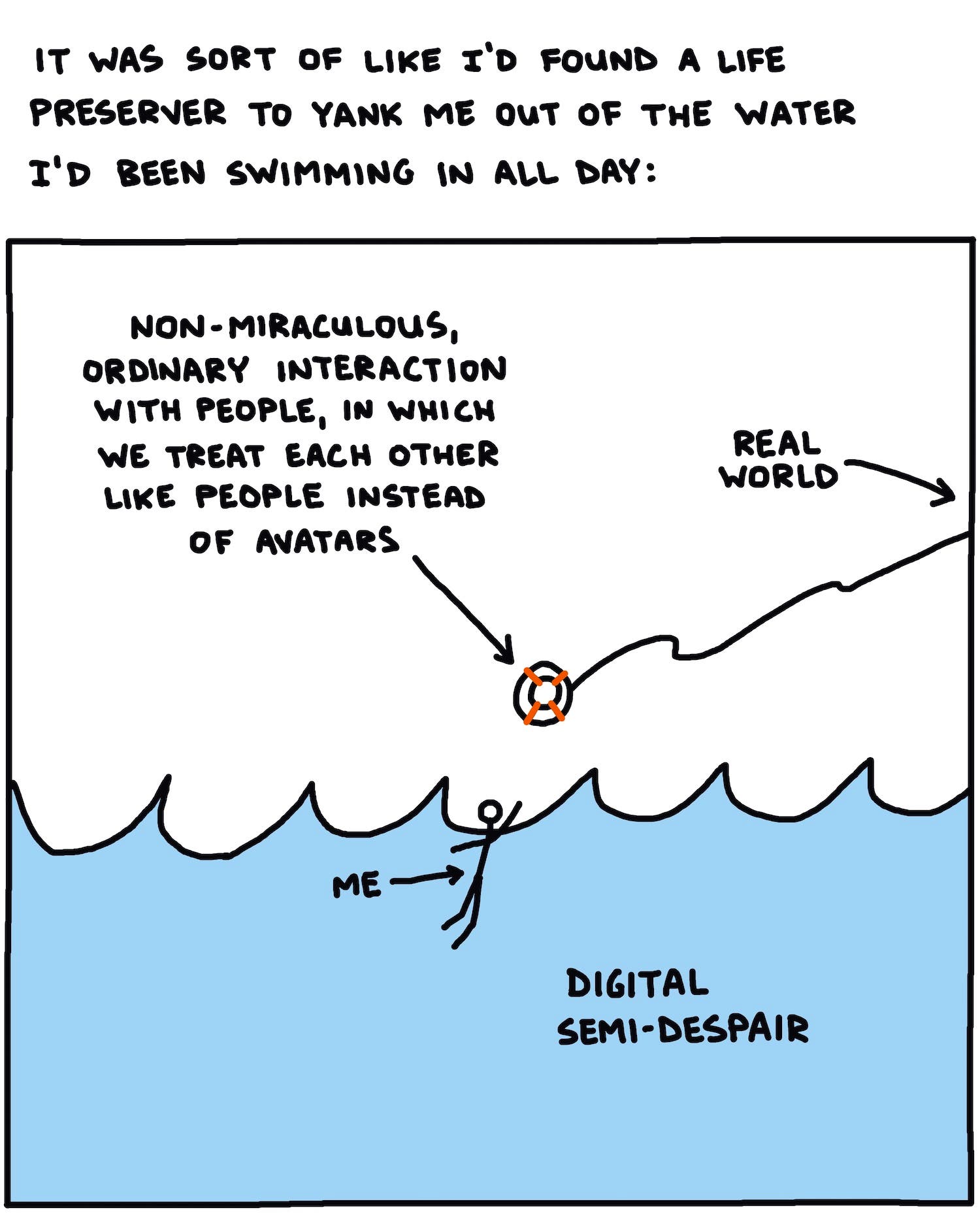 It was sort of like I found a life preserver to yank me out of the water I had been swimming in all day: