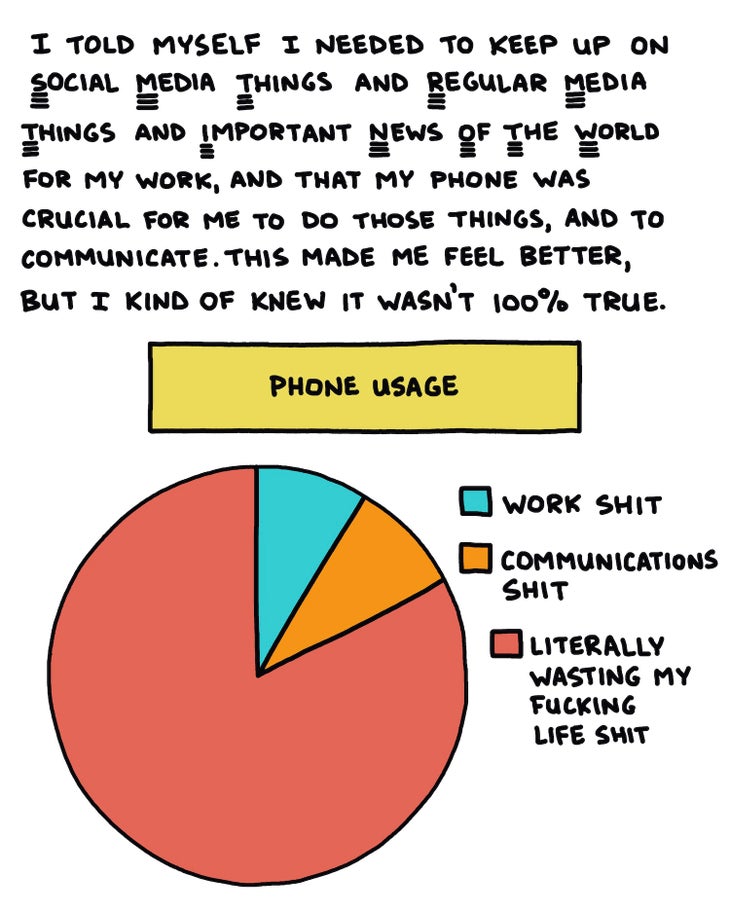 I told myself I needed to keep up on Social Media Things and Regular Media Things and Important News Of The World for my work, and that my phone was crucial for me to do those things, and to communicate. This made me feel OK, but I kind of knew it wasn鈥檛 100% true.