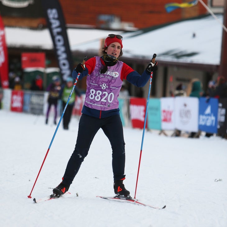 Tatiana Schlossberg skiing the Birkie