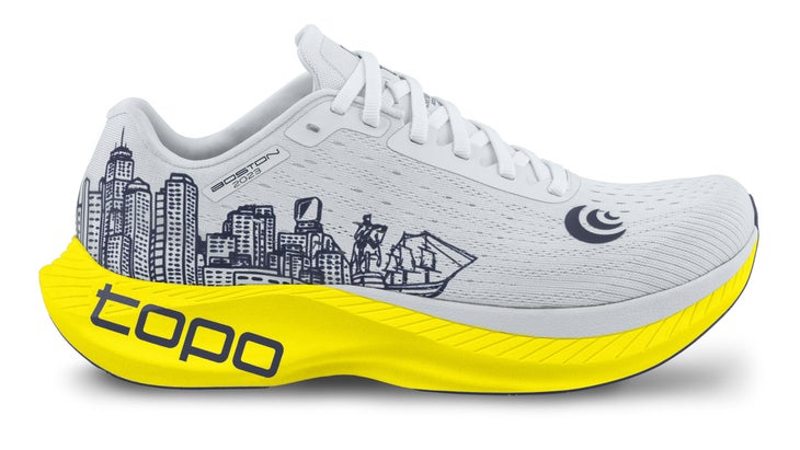 Topo Athletic Boston-themed shoe