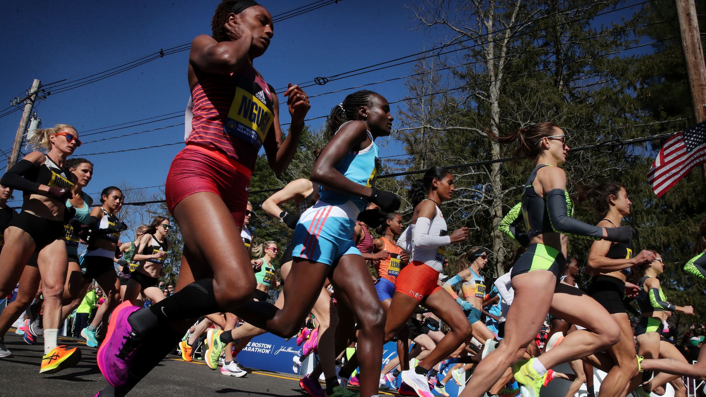 Elite women at the Boston Marathon
