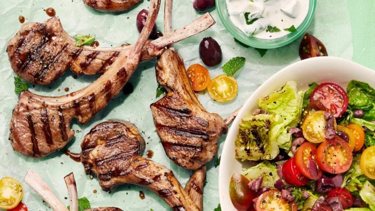 Grilled Lamb Chops with Minted Tzatziki & Grilled Greek Salad