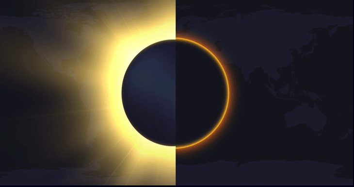 Shot of Starwalk app: abstract sun and moon on dark sky