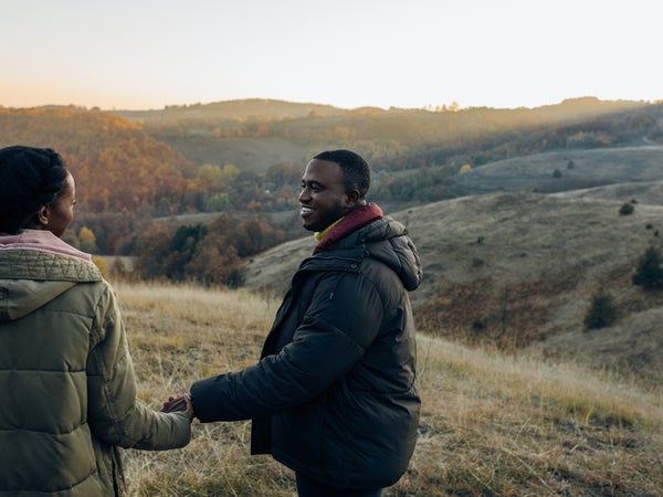 Couple enjoying a view in nature