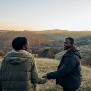 Couple enjoying a view in nature