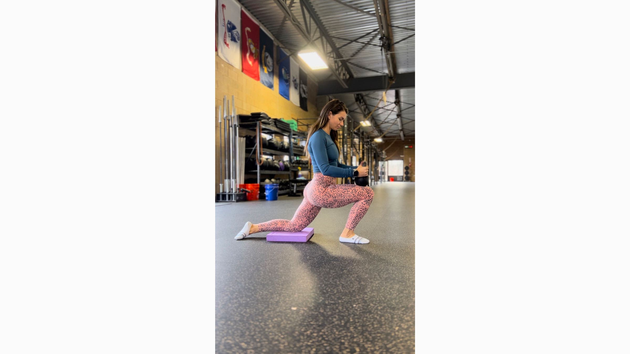 Woman does an exercise for ankle mobility