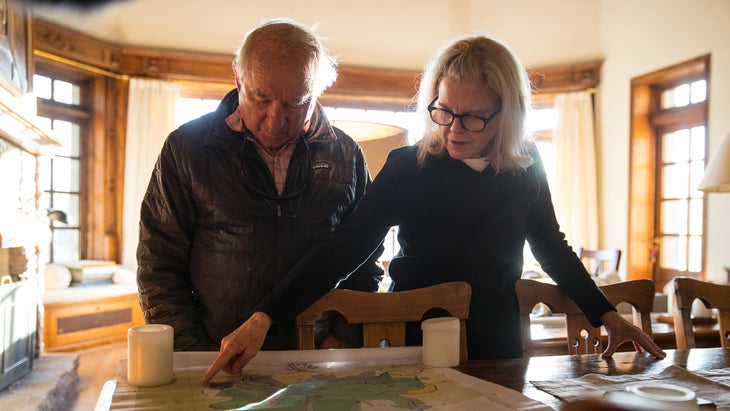 Looking at a park map with Yvon Chouinard