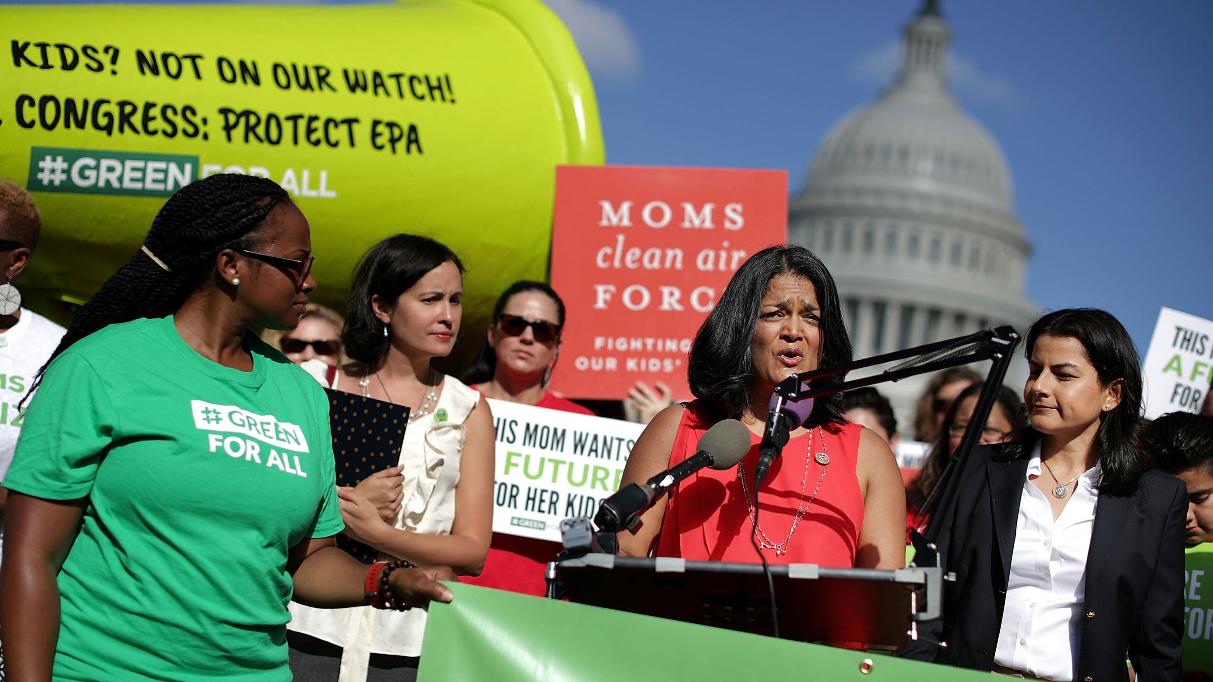 Women at a climate rally in Washington, D.C.
