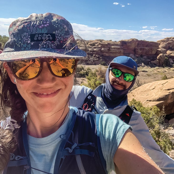 The author and her fiancé during their hunt for a new hometown, checking out the Utah backcountry