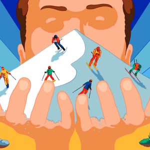 illustration of someone holding a mountain in their hands