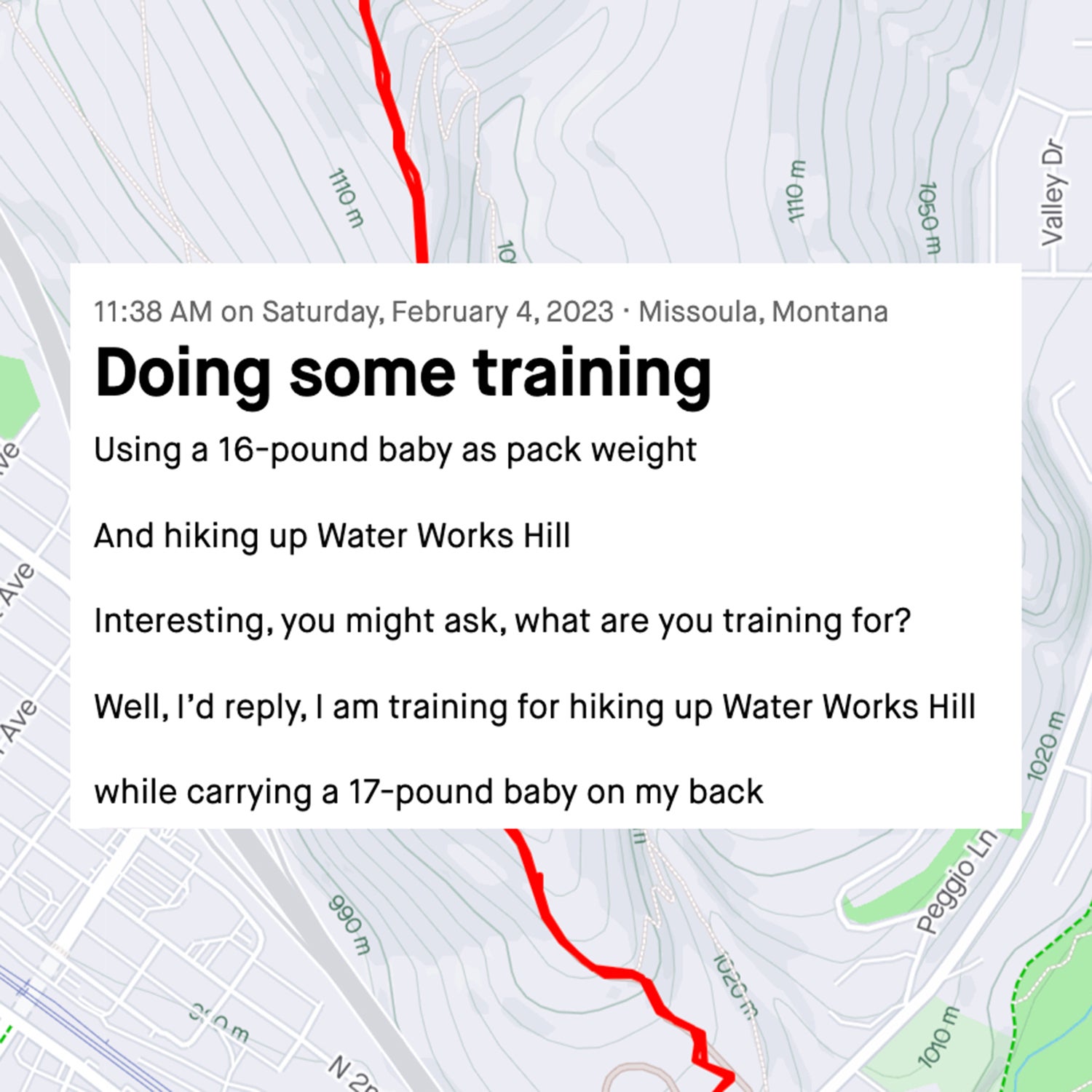 Image of text over a Strava activity: 