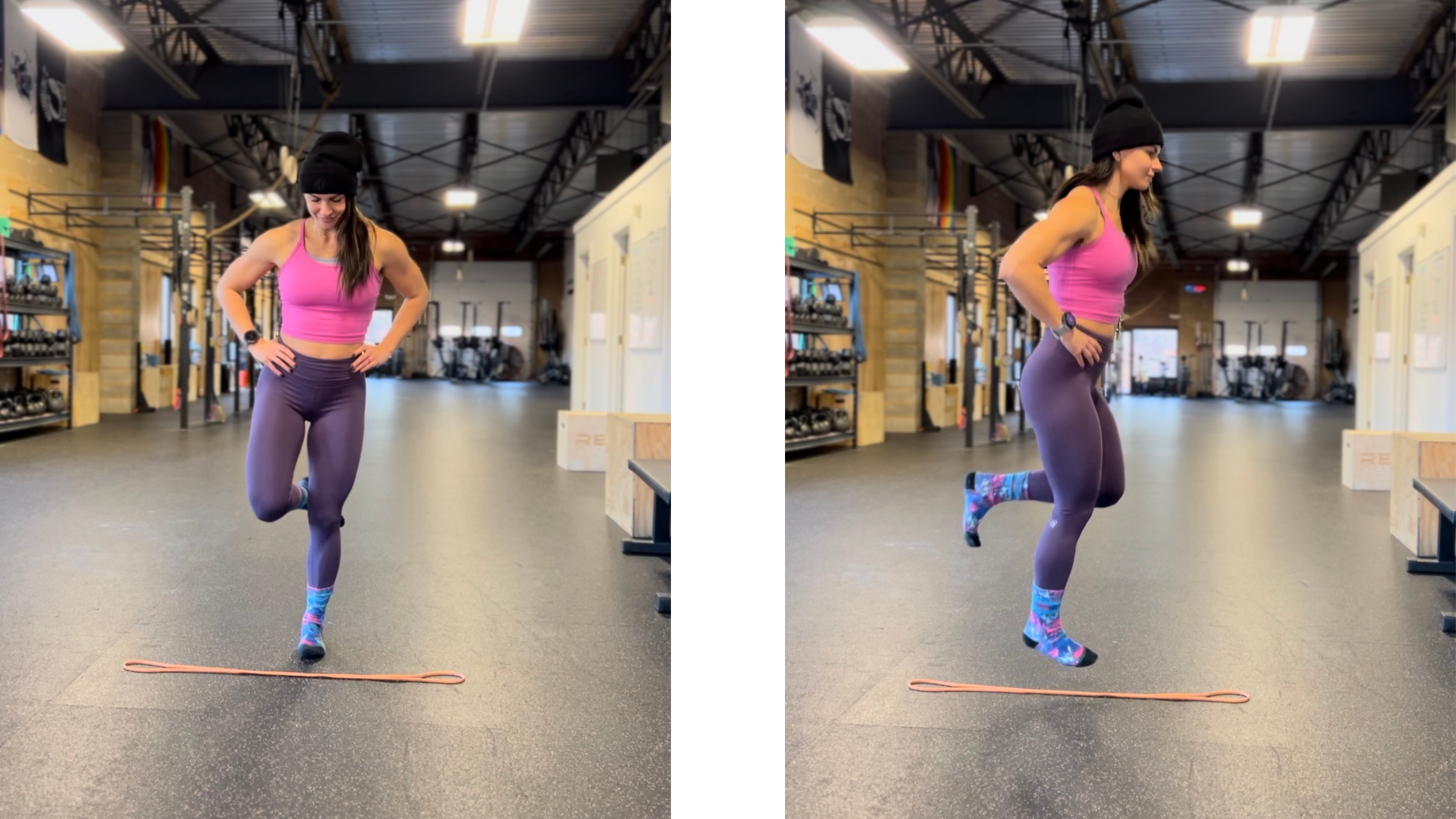 Woman demonstrates foot exercises