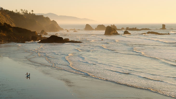 kayakers beach