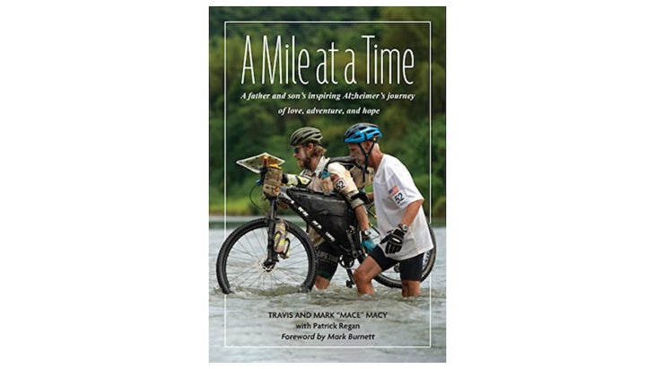 Cover or A Mile at a Time, where son and father are crossing a river with a bike
