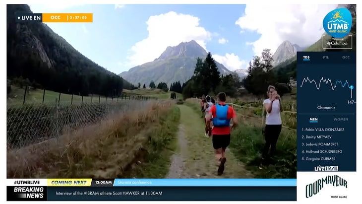 livestreaming photo of runners at the UTMB race