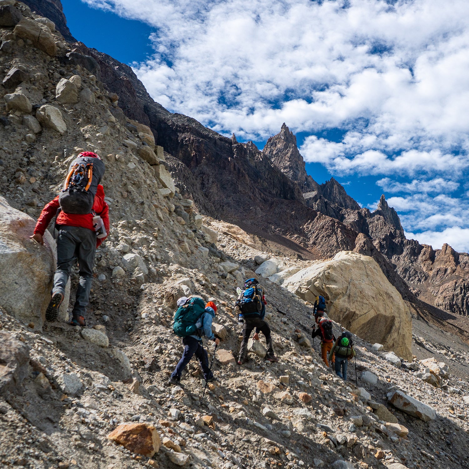 Climbers on the approach