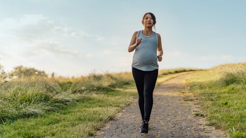 Woman running outside