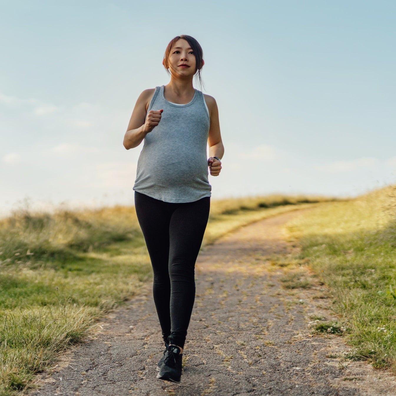 Woman running outside