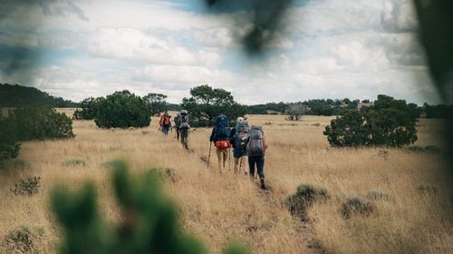 Backpackers hiking in New Mexico