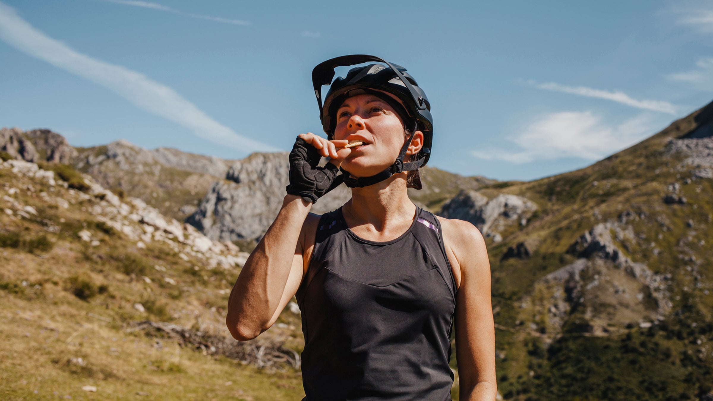 Women in a biking helmet