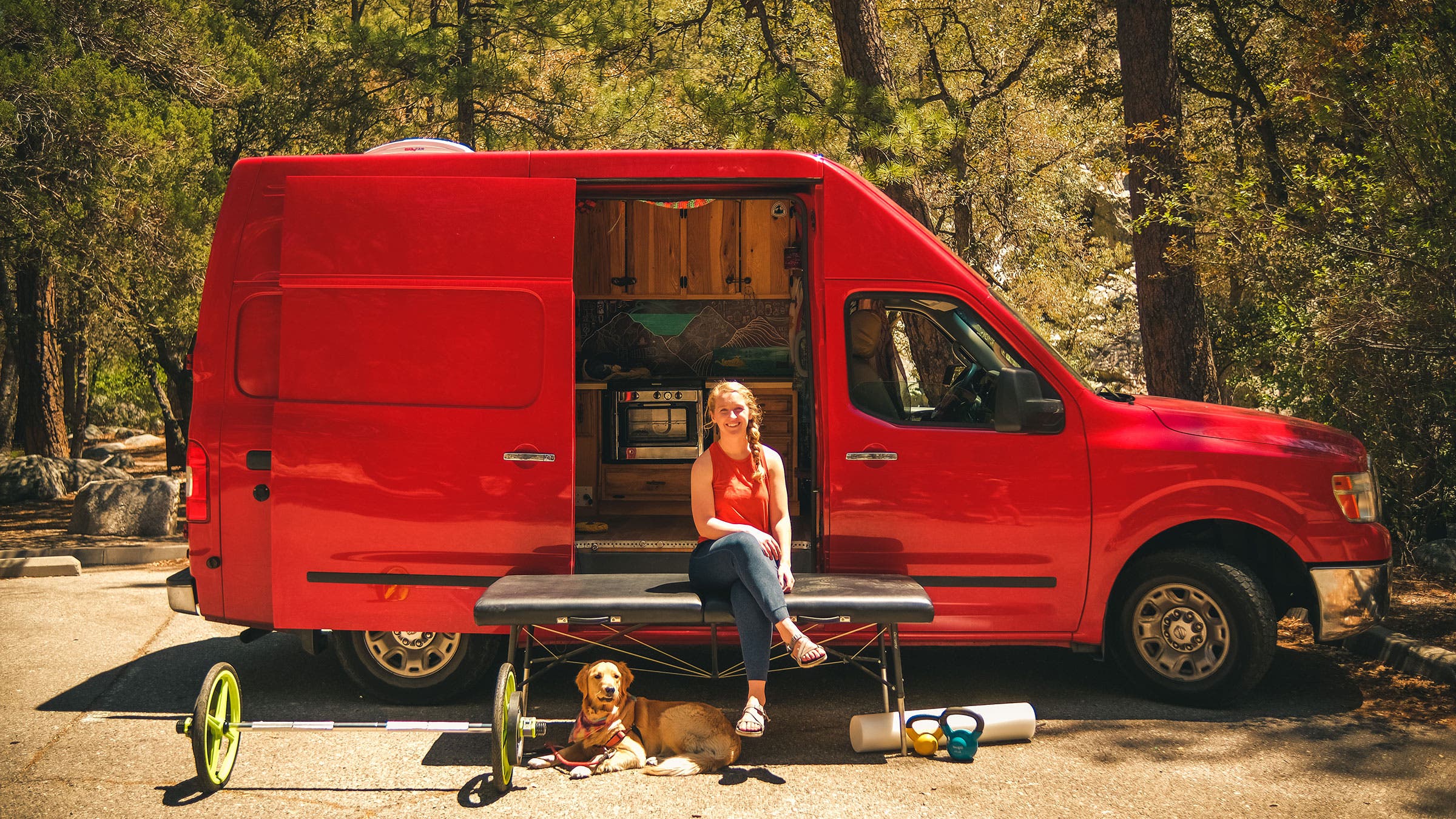 Physical therapist Morgan Brosnihan treats patients from her Blaze Physio van on the Pacific Crest Trail