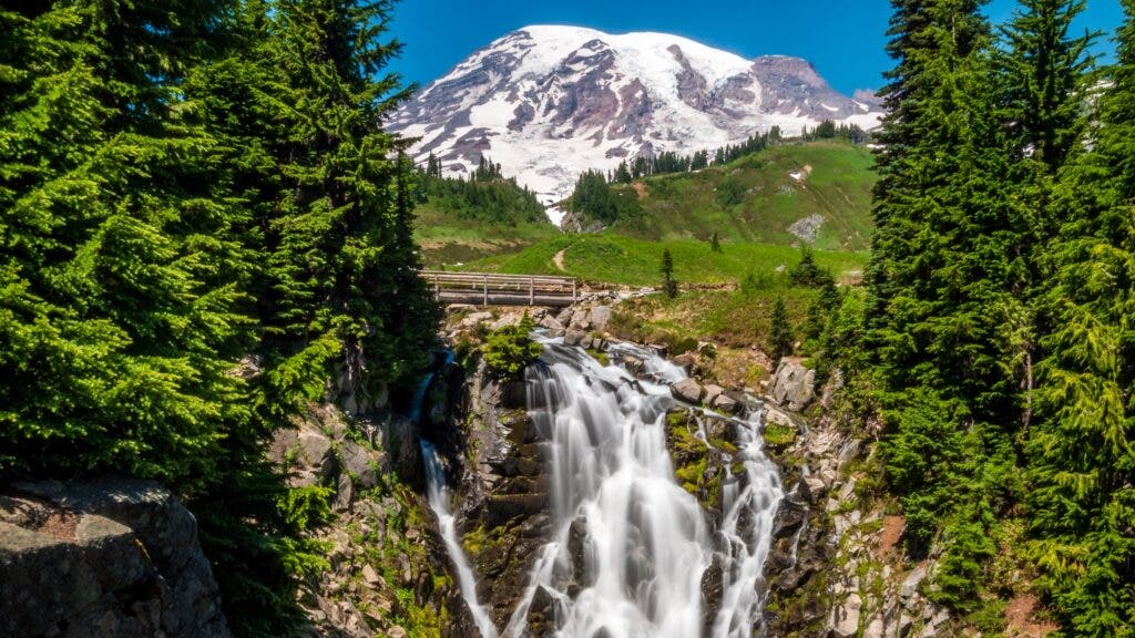 Myrtle Falls and Mount Rainier