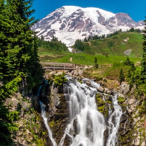 Myrtle Falls and Mount Rainier