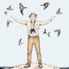 Peter Kaestner illustration with birds flying around him
