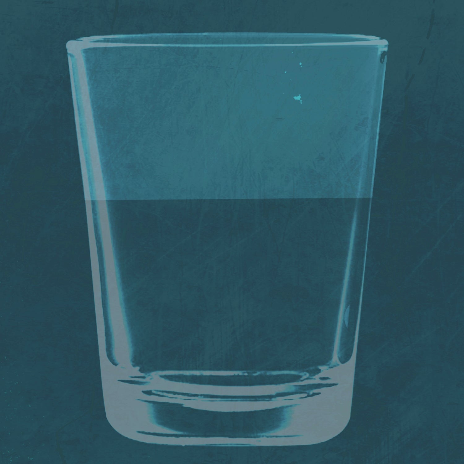 A half full glass of water next to a half empty glass of water