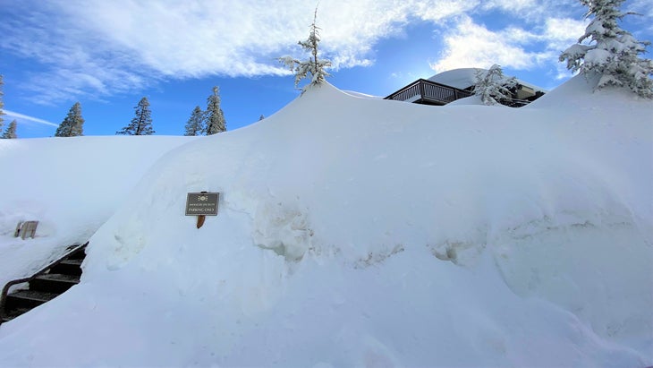 lodge under snow